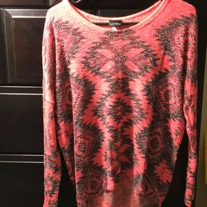 Daytrip Neon Coral & black aztec sweatshirt